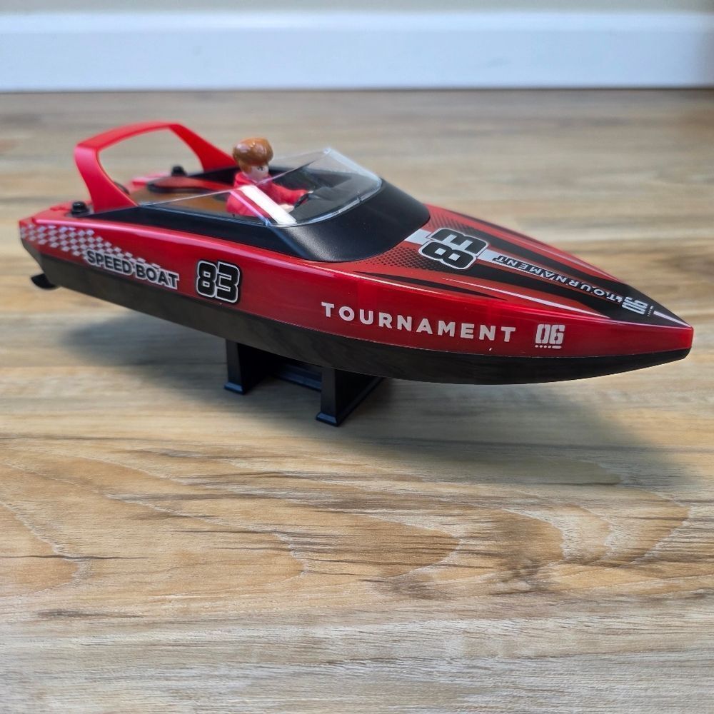 🩵NIB Red & Black Hi-Speed Racing Remote Control LED Lit Speedboat - Picture 9 of 13